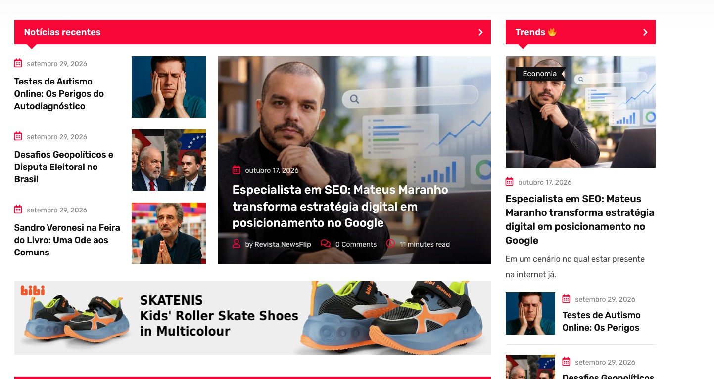 Mateus Maranho, especialista em SEO, na matéria do News Flip